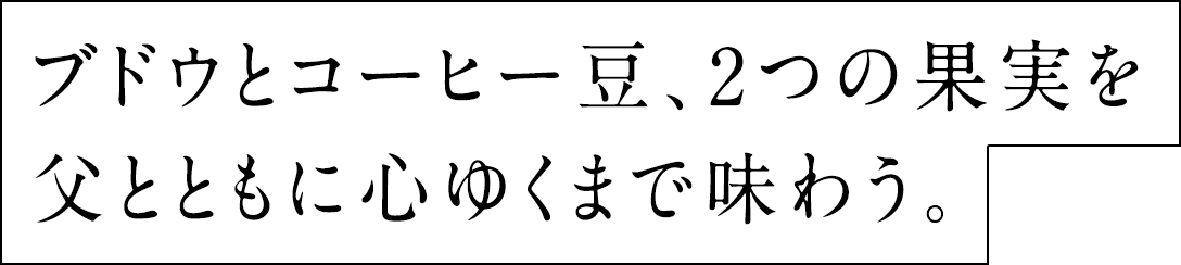 葡萄和咖啡豆两种果实,和父亲一起尽情品尝。